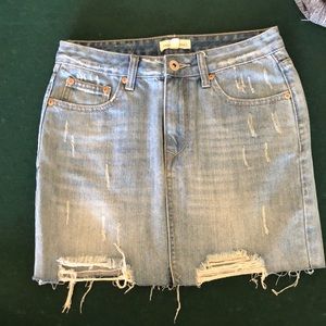 Dance & Marvel distressed light jean skirt